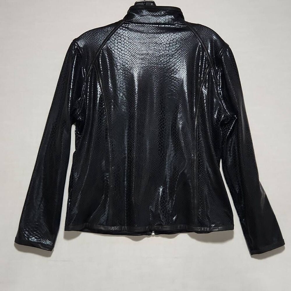 Vintage Tail Tech Women's Size Large Black Faux Leather Crocodile Print Jacket - Picture 6 of 13